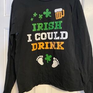 Black 'Irish I Could Drink' Long-Sleeve Top
